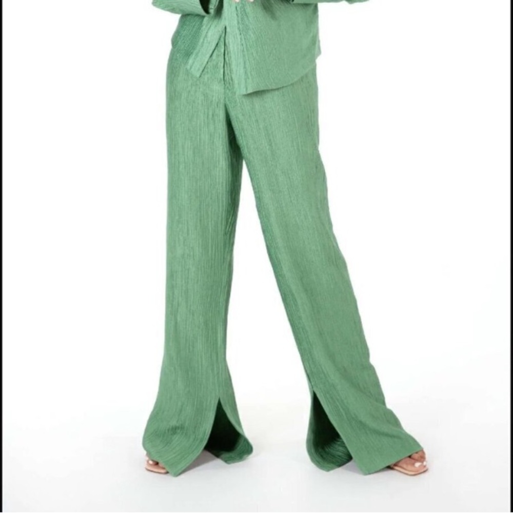 Nanushka Tabbie Metallic Plisse Crepe Pants